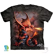 【摩達客】美國進口The Mountain 火龍護蛋 純棉環保藝術中性短袖T恤2XL黑色