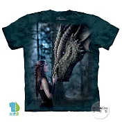 【摩達客】美國進口The Mountain 女神與龍 純棉環保短袖T恤 XL藍色