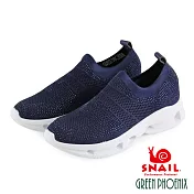 SNAIL蝸牛_飛線編織水鑽襪套式輕量休閒鞋EU35深藍色