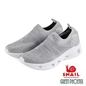 SNAIL蝸牛_飛線編織水鑽襪套式輕量休閒鞋EU35灰色