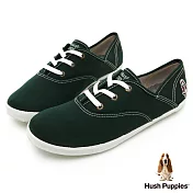 Hush Puppies 學院風基本款咖啡紗帆布鞋US5.5墨綠