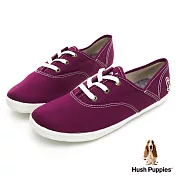 Hush Puppies 學院風基本款咖啡紗帆布鞋US5.5深紫