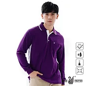 【遊遍天下】MIT台灣製男款抗UV吸濕排汗機能POLO長衫(L075)M暗紫