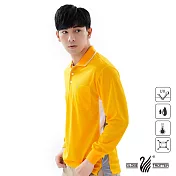 【遊遍天下】MIT台灣製男款抗UV吸濕排汗機能POLO長衫(L075)M黃色