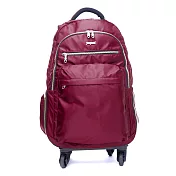 DF Queenin流行 - 商務洽公16吋旅行多功能防潑水拉桿登機行李包-共3色酒紅色