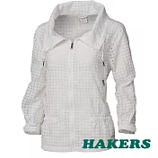 【HAKERS 哈克士】女 City Smart 抗UV防潑格紋外套(白色/隕石黑 二色可選)L白色