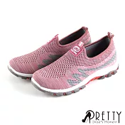 【Pretty】時尚撞色網布休閒鞋EU37粉紅色