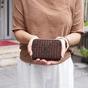 CLEDRAN｜交織起舞 日本品味編織馬皮短夾咖啡色