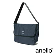 anello 獨特混色花紋郵差小包 深藍 L尺寸