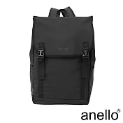 anello NESS 質感素色防潑水翻蓋式後背包 黑色