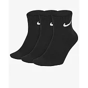 NIKE EVERYDAY LTWT踝襪 男/女 3入組S黑色