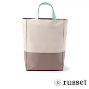 russet 限量CANDLE系列緹花布手提/斜背兩用包-象牙白/褐