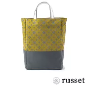 russet 限量CANDLE系列緹花布手提/斜背兩用包-黃/深灰