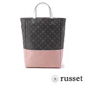russet 限量CANDLE系列緹花布手提/斜背兩用包-深灰/粉