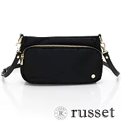 russet 經典系列緹花布肩背/側背包-黑/深藍