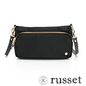 russet 經典系列緹花布肩背/側背包-黑/綠