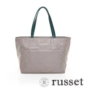 russet 經典系列緹花布PALETTE拉鍊托特包 (中)- 米/淺藍