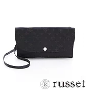 russet 經典系列緹花布信封式皮夾包-深紫/咖