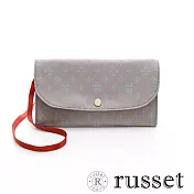 russet 經典系列緹花布信封式皮夾包-米/淺藍