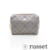 russet 經典系列緹花布化妝包(中) -灰/藍