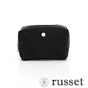 russet 經典系列緹花布化妝包(中) -黑/深藍