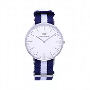 DW Daniel Wellington 經典中的珍貴收藏時尚優質腕錶-帆布+銀殼/40mm-DW00100018藍