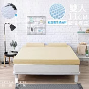 【House Door 好適家居】日本大和抗菌表布11cm藍晶靈涼感記憶床墊保潔組-雙人5尺香檳金