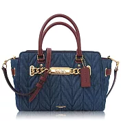 COACH 絎縫牛仔布 / CARRYALL 25 / 手提兩用包深藍紅