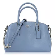 COACH 十字紋皮革 / Sage Carryall 小款 / 手提兩用包粉藍