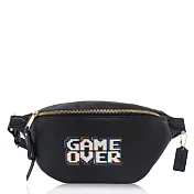 COACH 卵石皮革 / Game over 壓印 / 斜背 腰包黑色