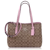 COACH 經典 PVC / 肩背 / 斜背兩用包卡其粉
