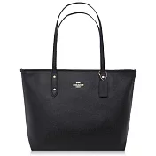 COACH 十字紋皮革 / 大款/ 肩背托特包黑色