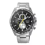 SEIKO 商務型男時尚三眼腕錶-銀X黑