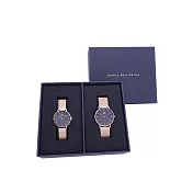 DW Daniel Wellington 經典中的米蘭風格優質對錶-黑+玫瑰金/36/32mm-DW00100303/DW00100161