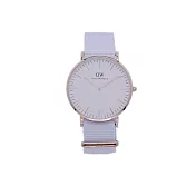 DW Daniel Wellington 經典中的珍貴收藏時尚優質腕錶-白色帆布+玫瑰金/36mm-DW00100309