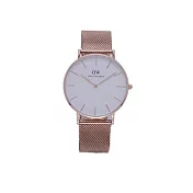 DW Daniel Wellington 經典中的米蘭風格時尚優質腕錶-白+玫瑰金/36mm-DW00100305