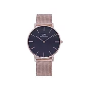 DW Daniel Wellington 經典中的米蘭風格時尚優質腕錶-黑+玫瑰金/36mm-DW00100303