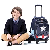 【Disney 迪士尼】漫威美國隊長分離式爬樓梯拉桿書包 深藍色深藍色