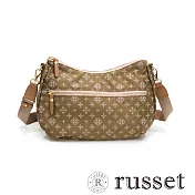 russet經典系列緹花布撞色拉鍊斜背包 土黃