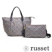 russet經典系列緹花布OYAKO多功能子母2way包 灰/藍