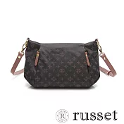 russet 經典系列緹花布雙前袋肩背/側背包 深灰/粉