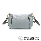 russet 經典系列緹花布雙前袋肩背/側背包 水藍/灰