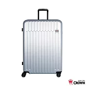 【CROWN 皇冠】29吋拉鍊行李箱 雙層防盜拉鍊 蓋底2:8輕鬆開(兩色/TSA海關鎖)銀色