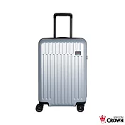 【CROWN 皇冠】21吋拉鍊行李箱 登機箱 雙層防盜拉鍊 蓋底2:8輕鬆開(兩色/TSA海關鎖)銀色