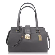 COACH 十字紋皮革 / 鱷魚紋壓花 / 肩背兩用包灰色