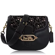 COACH 卵石皮革拼接鱷魚壓紋 / ELLE SADDLE / 斜背小包黑色