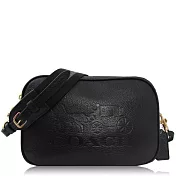 COACH 鵝卵石皮革壓印 / 雙層大款 / 相機斜背包黑色