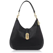 COACH 鵝卵石皮革 / AMBER HOBO / 肩背包黑色