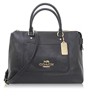 COACH 卵石皮革 / Emma Satchel 大款 / 斜背兩用包黑色