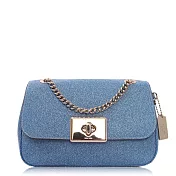 COACH 十字紋皮革 / Cassidy 小款 / 鍊條兩用包單寧藍色